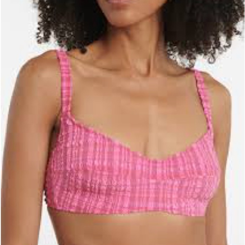 Pink Textured Bralette bikini top